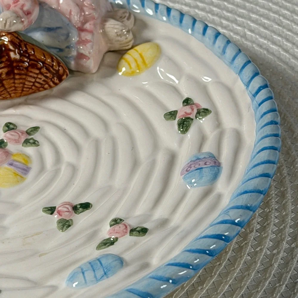 Fitz & Floyd Omnibus Easter Bunny Serving‎ Platter Dish Rabbit Spring Decor